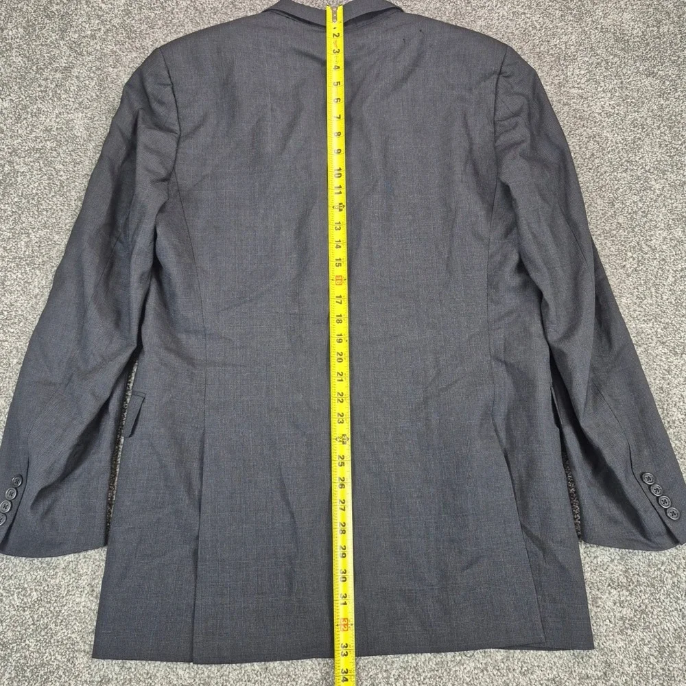 Burberry Blazer Mens 40L Gray Glen Check 100% Wool 3 Button Jacket Made in USA